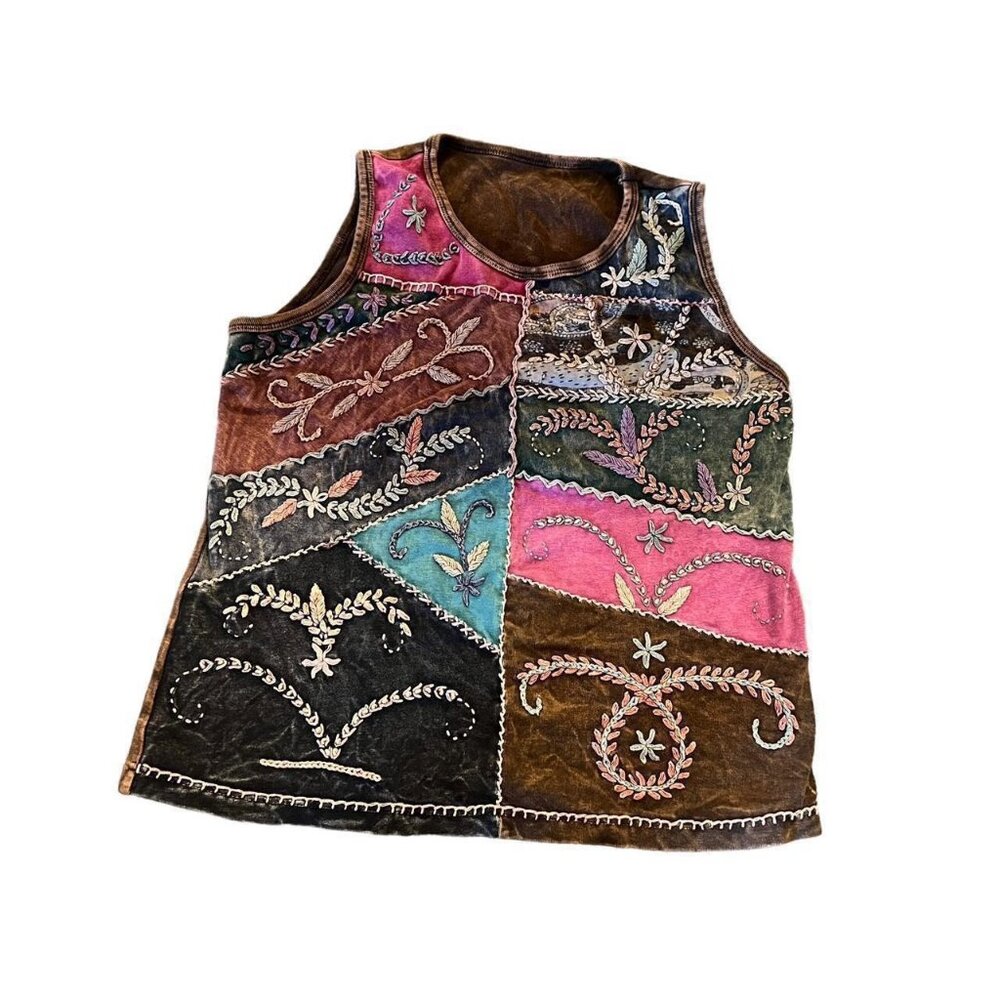 Embroidered Bohemian Patchwork Tank Top
